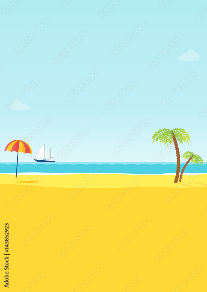 Summer tropical sea beach background vector illustration