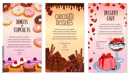 Vector desserts menu template for bakery or cafe