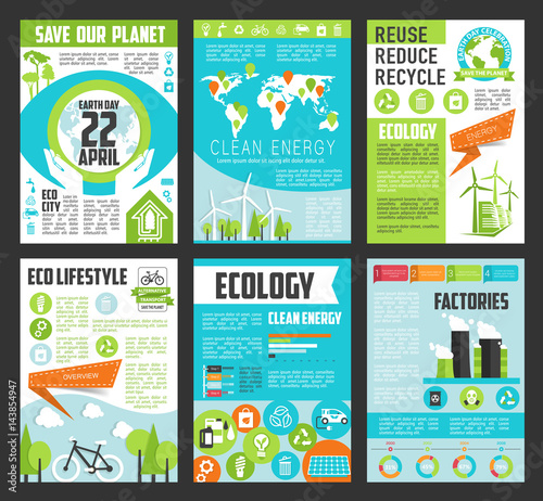 Ecology, Earth Day poster template set