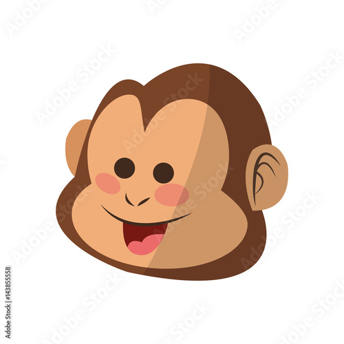 monkey smiling, cartoon icon over white background. colorful design. vector illustration