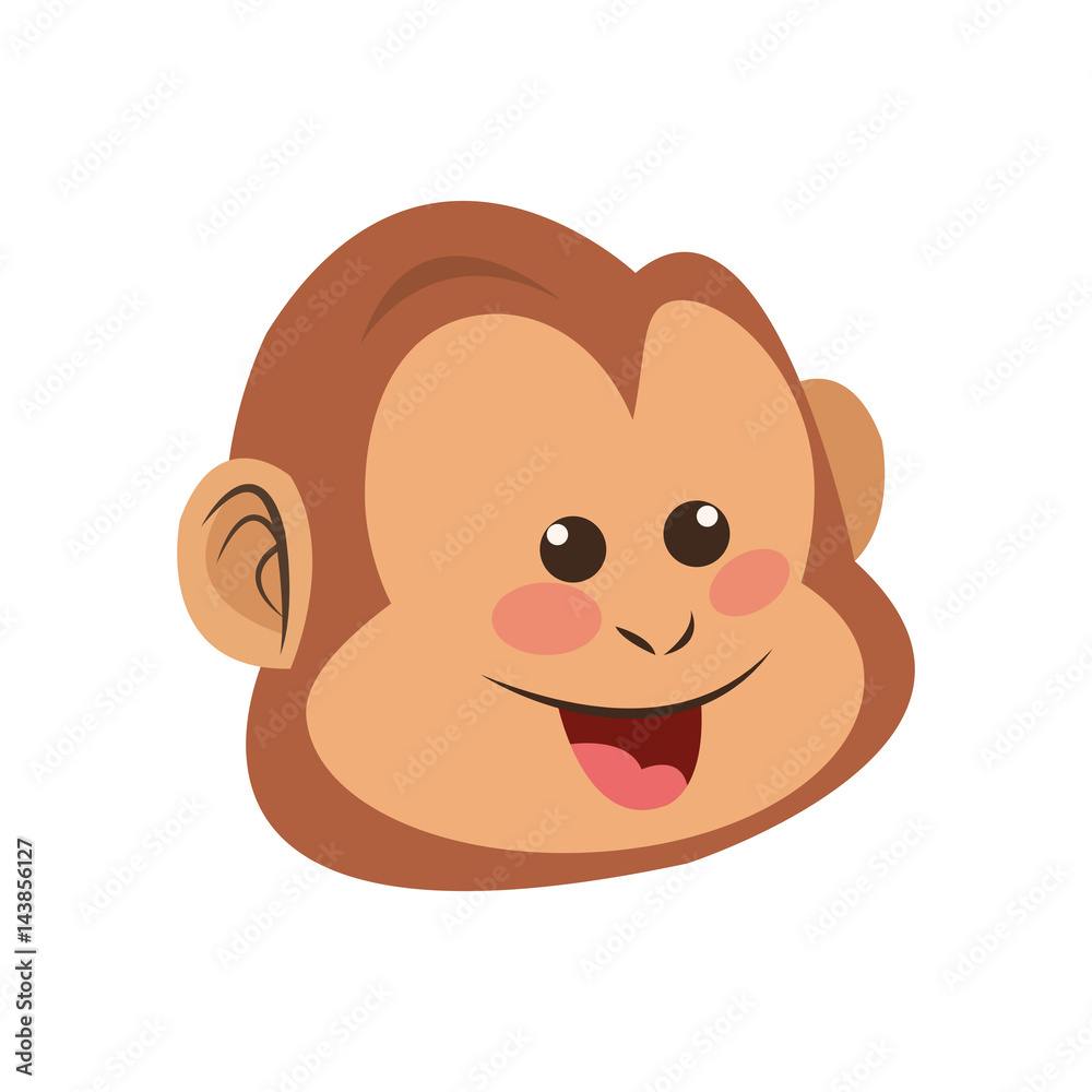 monkey smiling, cartoon icon over white background. colorful design. vector illustration monkey smiling, cartoon icon over white background. colorful design. vector illustration