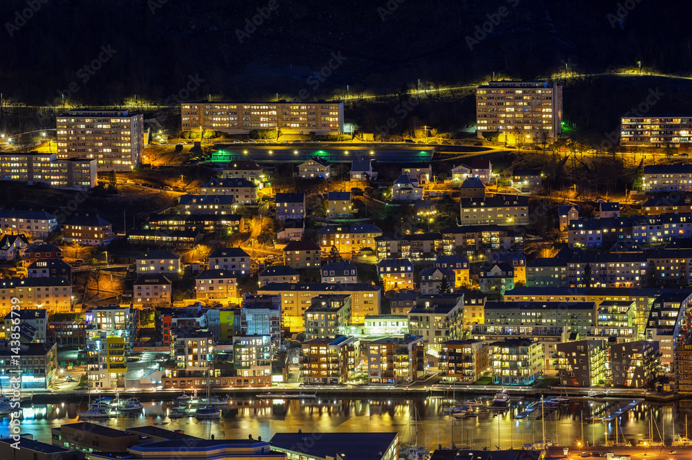 Top view of Bergen cityscape, Norway