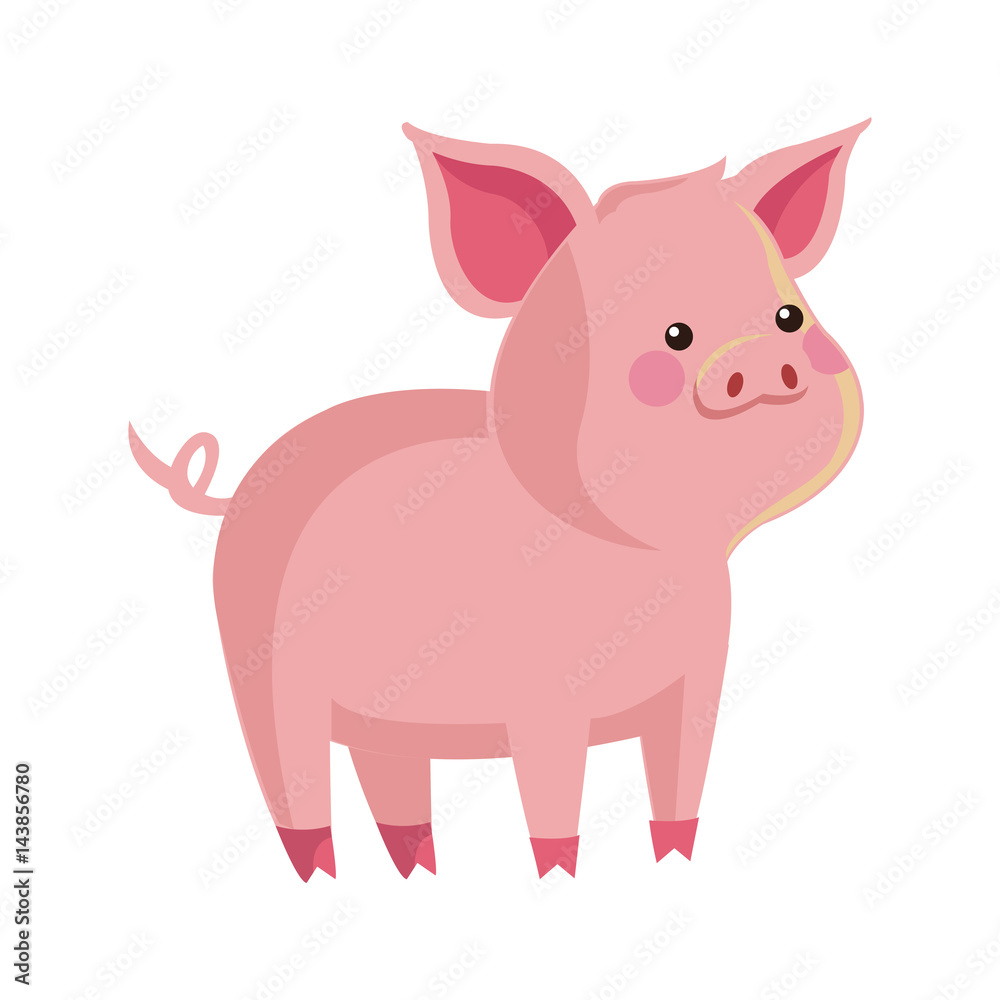 Naklejka premium cute pig animal, cartoon icon over white background. colorful design. vector illustration