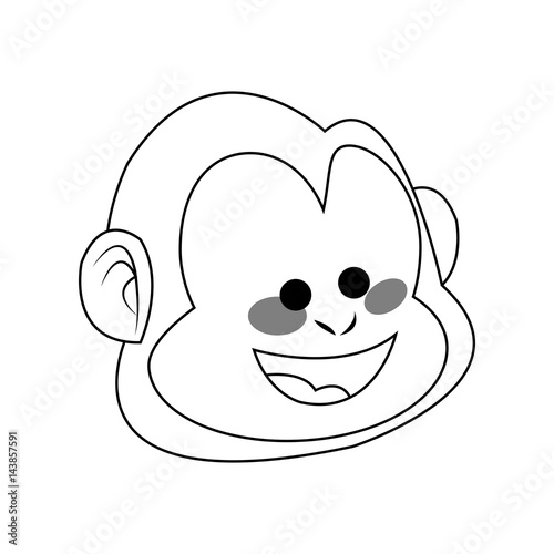 Monkey smiling, cartoon icon over white background. vector illustration