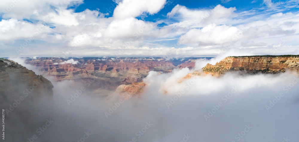 Fototapeta premium Grand Canyon National Park panorama landscape with inversion fog