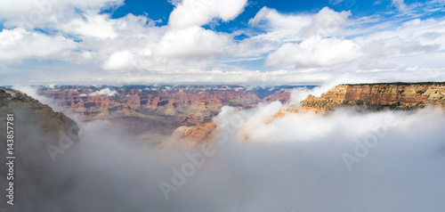 Grand Canyon National Park panorama landscape with inversion fog