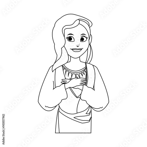virgin mary icon over white background. vector illustration