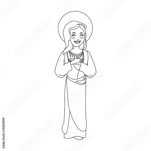 virgin mary icon over white background. vector illustration