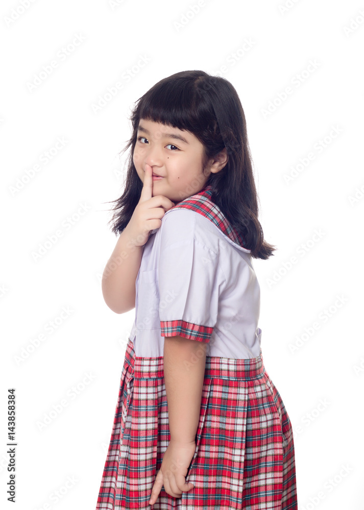 Portrait of asian child in school uniform on white background isolated Portrait of asian child in school uniform on white background isolated