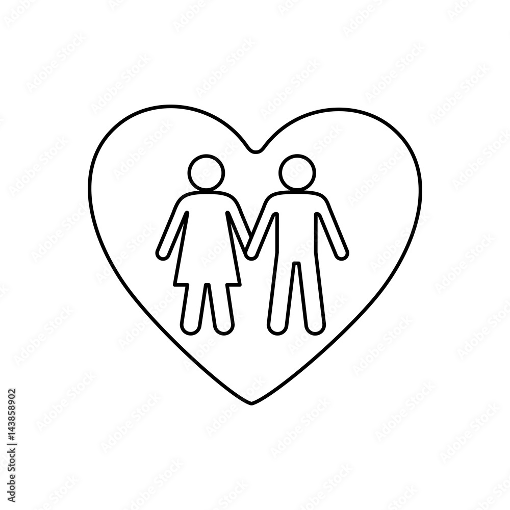 sketch silhouette couple inside of heart icon vector illustration sketch silhouette couple inside of heart icon vector illustration