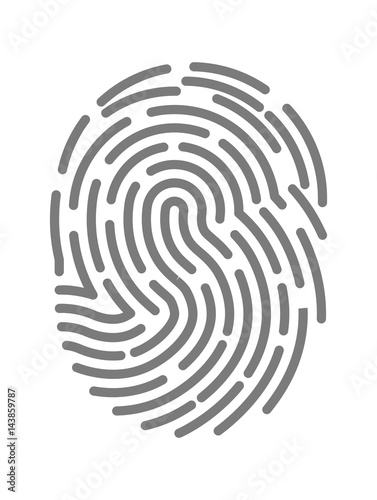 Fingerprint of twisted lines sign isolated vector illustration flat design.
