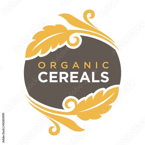 Organic cereals logo wheat symbol up and down round element