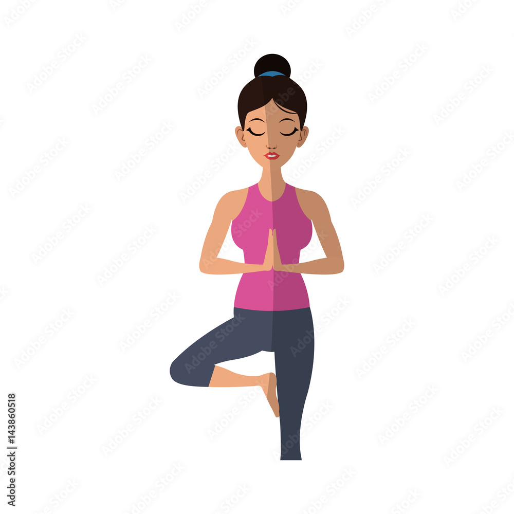 Portrait of Girl Doing Tree Pose Yoga in Room Stock Image - Image of arms,  healthy: 95701281