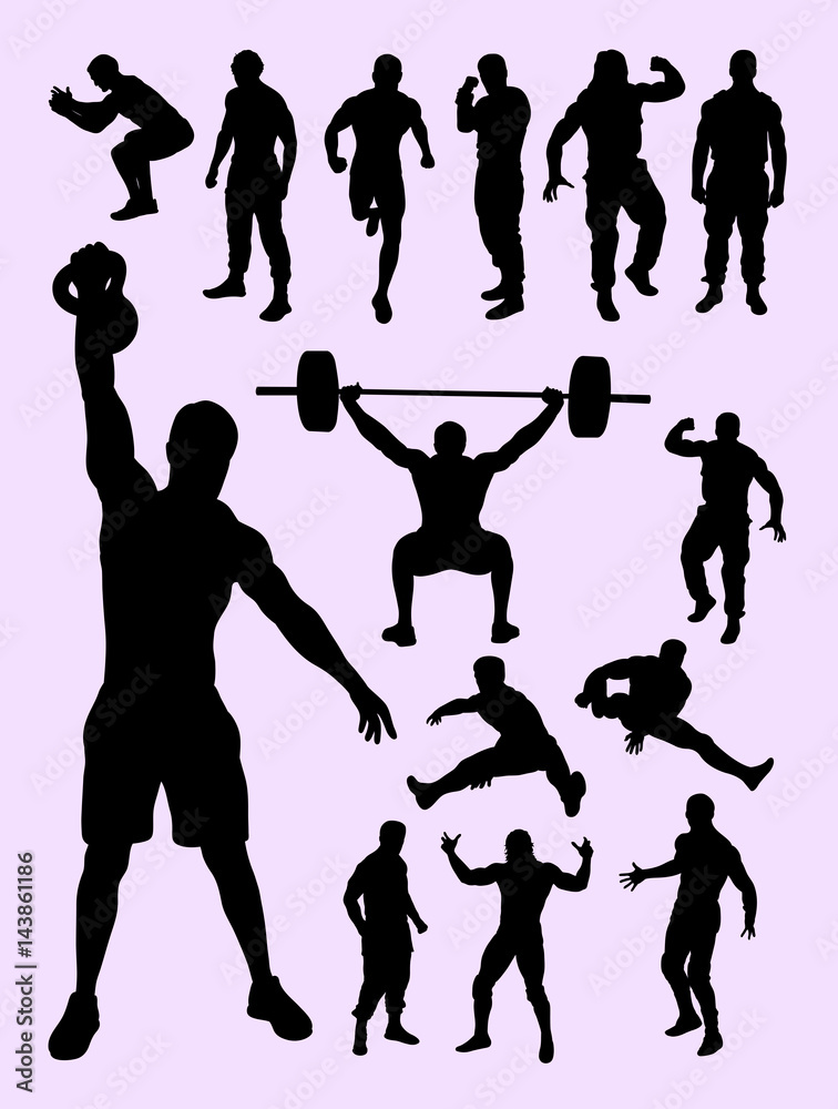 Fototapeta premium Men activity silhouette. Good use for symbol, logo, web icon, mascot, sign, or any design you want.