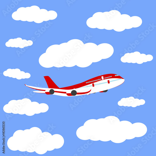 Airplane in the sky icon, vector