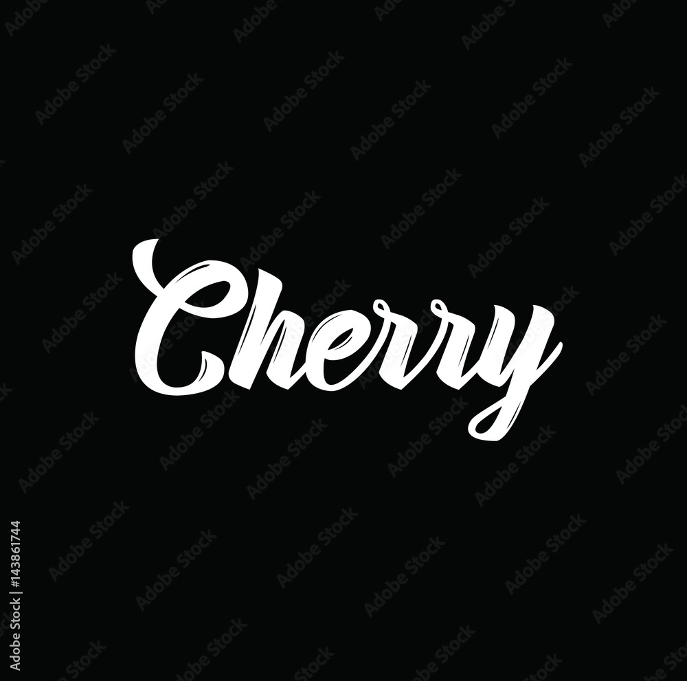 cherry, text design. Vector calligraphy. Typography poster. Stock