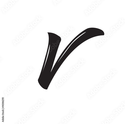 v letter, text design. Vector calligraphy. Typography poster.