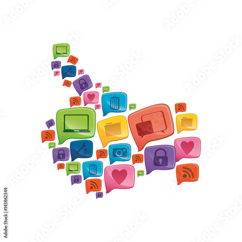 colorful pattern abstract shape formed by callout social icons vector illustration
