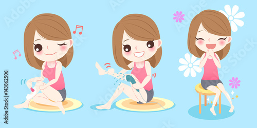 woman with shaving leg