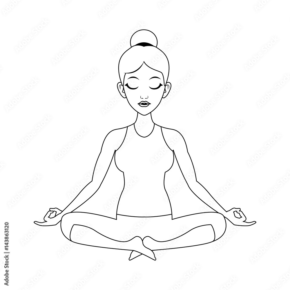 woman doing yoga, cartoon icon over white background. vector illustration woman doing yoga, cartoon icon over white background. vector illustration