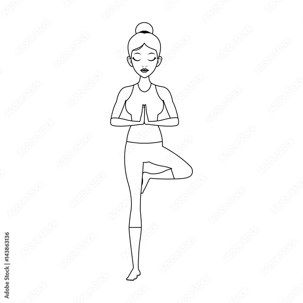 woman doing yoga, cartoon icon over white background. vector illustration