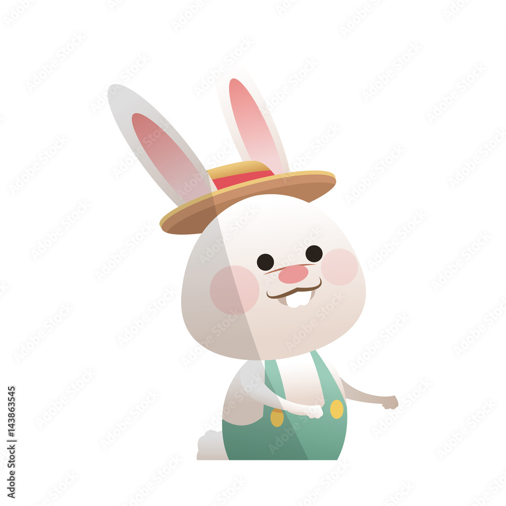 Fototapeta premium cute rabbit, cartoon icon over white background. happy easter concept. colorful design. vector illustration