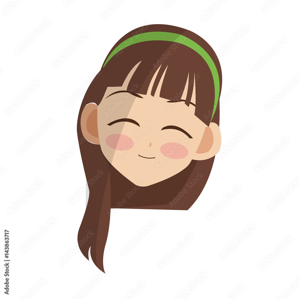anime girl face icon over white background. colorful design. vector illustration anime girl face icon over white background. colorful design. vector illustration