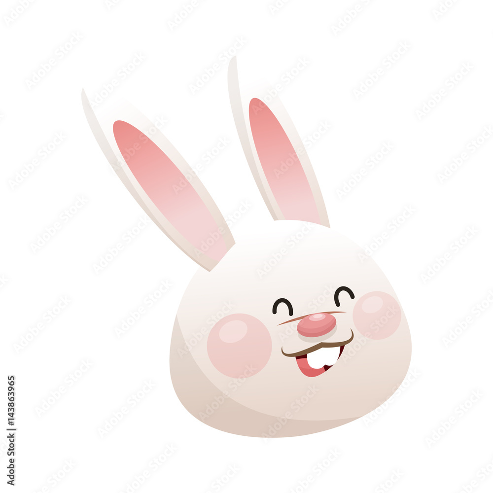 cute rabbit, cartoon icon over white background. happy easter concept. colorful design. vector illustration