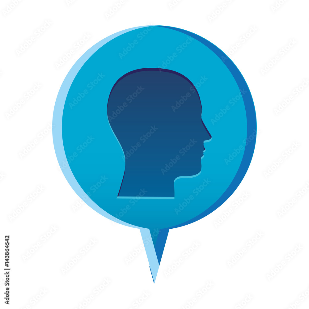 colorful relief circular speech with silhouette male head vector illustration colorful relief circular speech with silhouette male head vector illustration