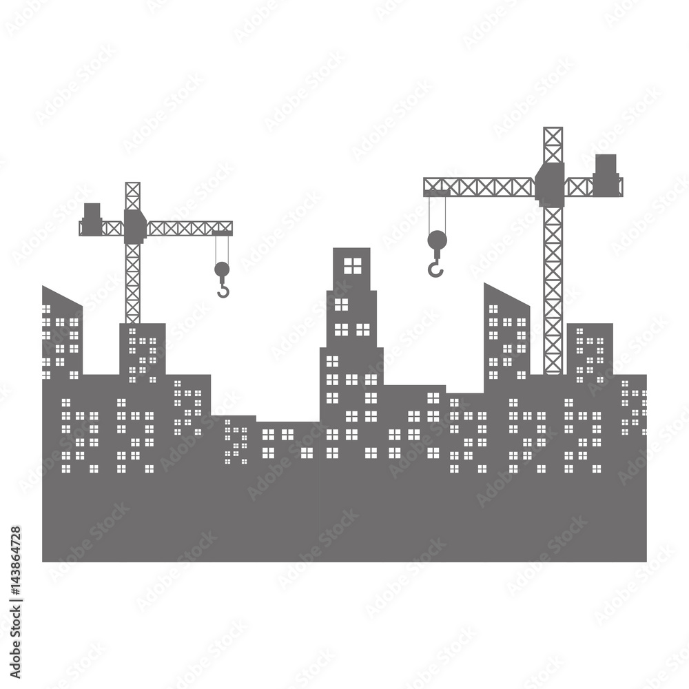 Obraz premium cityscape with construction crane isolated icon
