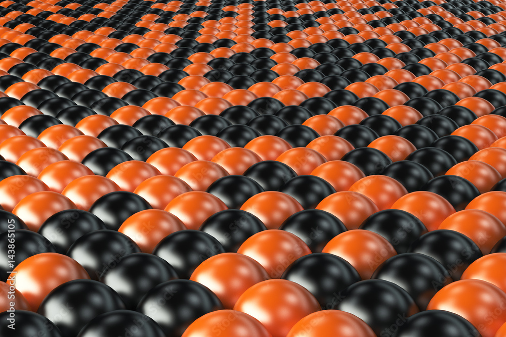 Fototapeta premium Pattern of black and orange spheres