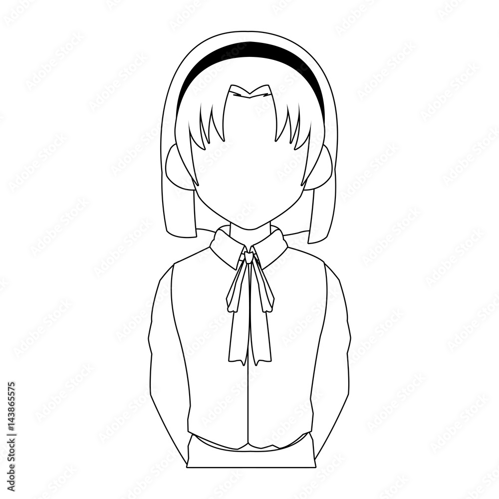 anime girl wearing school uniforms, icon over white background. vector illustration anime girl wearing school uniforms, icon over white background. vector illustration