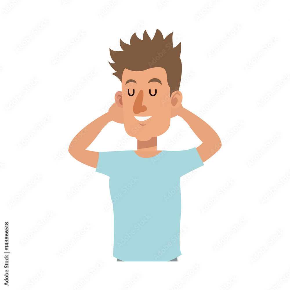 Man with rest position, cartoon icon over white background. colorful design. vector illustration Man with rest position, cartoon icon over white background. colorful design. vector illustration