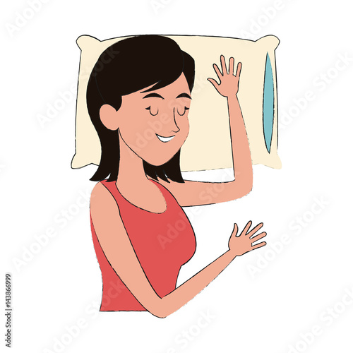 slepping woman, cartoon icon over white background. colorful design. vector illustration