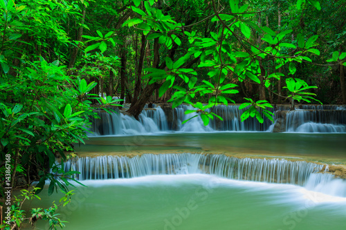 Deep waterfall in Huay Mae Kamin Kanjanaburi Thailand