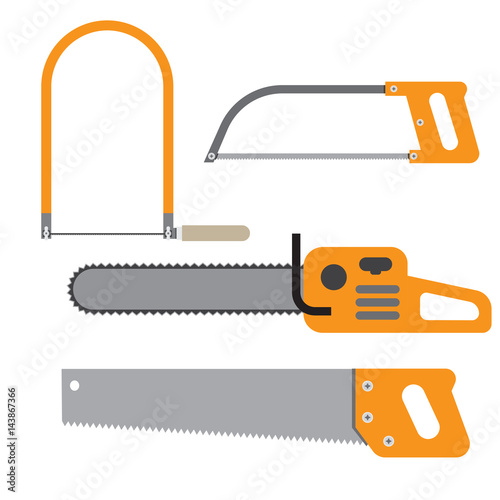 Hand saw Set of carpentry tools for sawing wood products