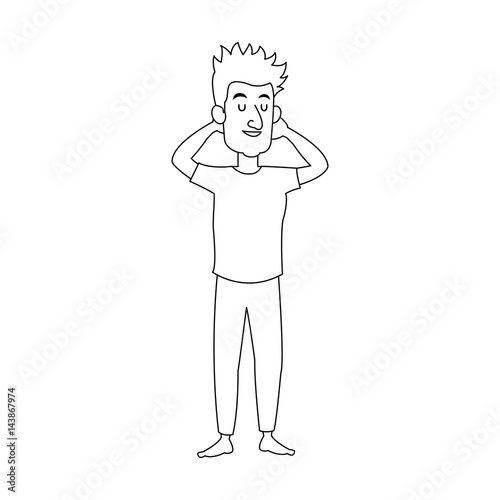 slepping man, cartoon icon over white background. vector illustration