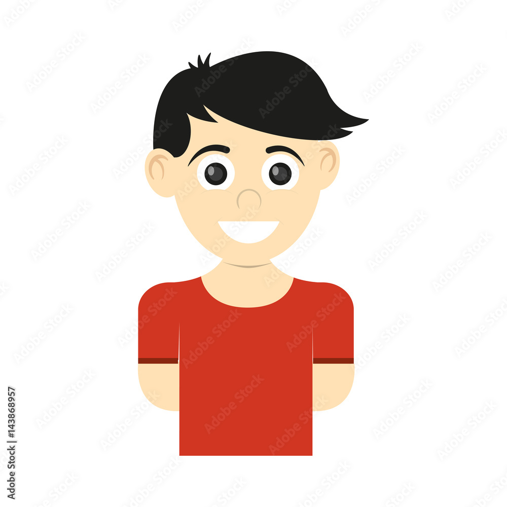 happy boy wearing red t-shirt, cartoon icon over white background. colorful design. vector illustration happy boy wearing red t-shirt, cartoon icon over white background. colorful design. vector illustration