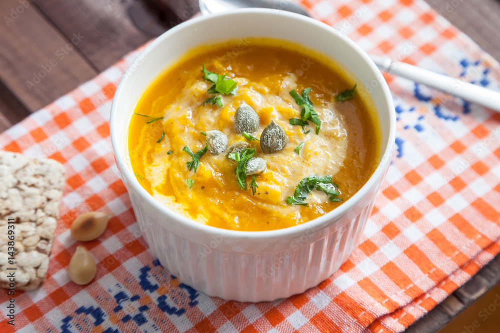 Pumpkins and Carrot Soup with Cream Pumpkins and Carrot Soup with Cream
