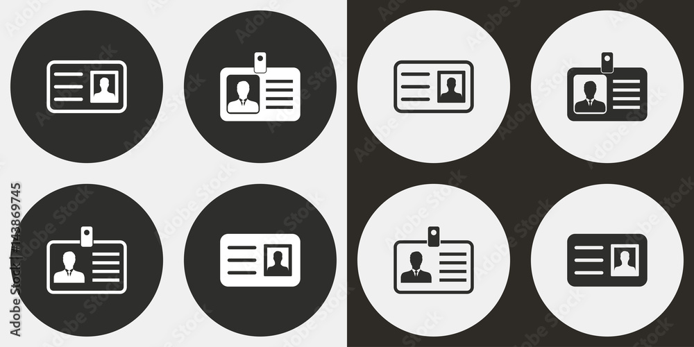 Identification card icon set. Identification card icon set.