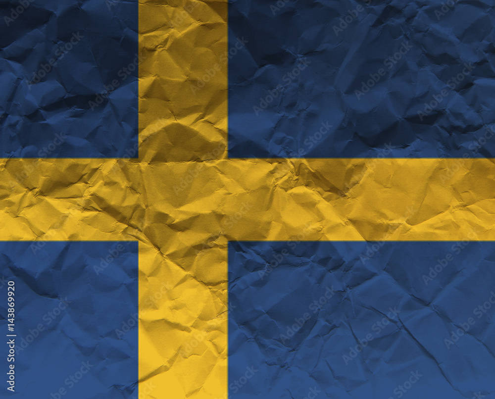 Crumpled paper Textured Flag - Sweden