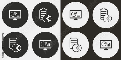 Business report icon set.