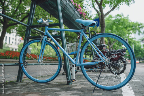 Blue bicycle, Shanghai, China