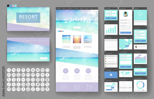Website design template and interface elements