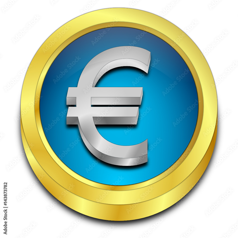 Fototapeta premium Button with Euro sign - 3D illustration