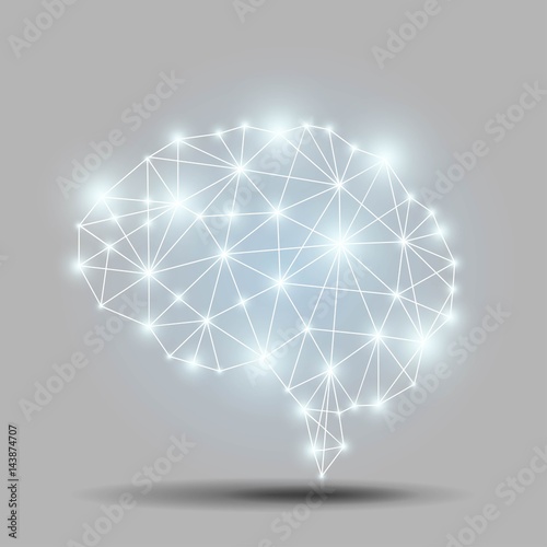 Glowing brain polygon Vector