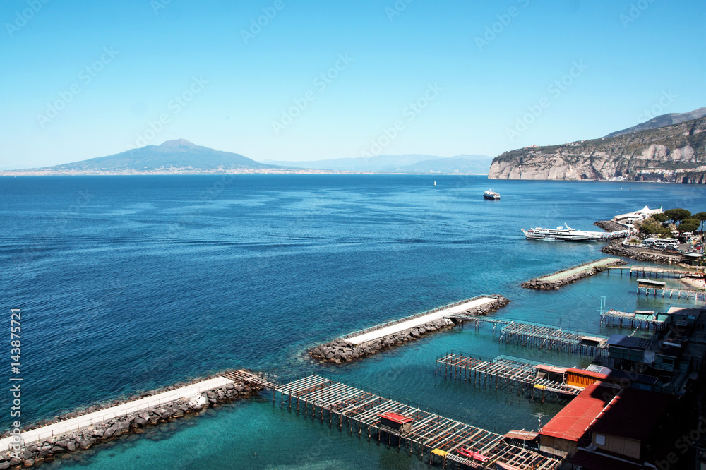 landscape of Sorrento and its shore and port