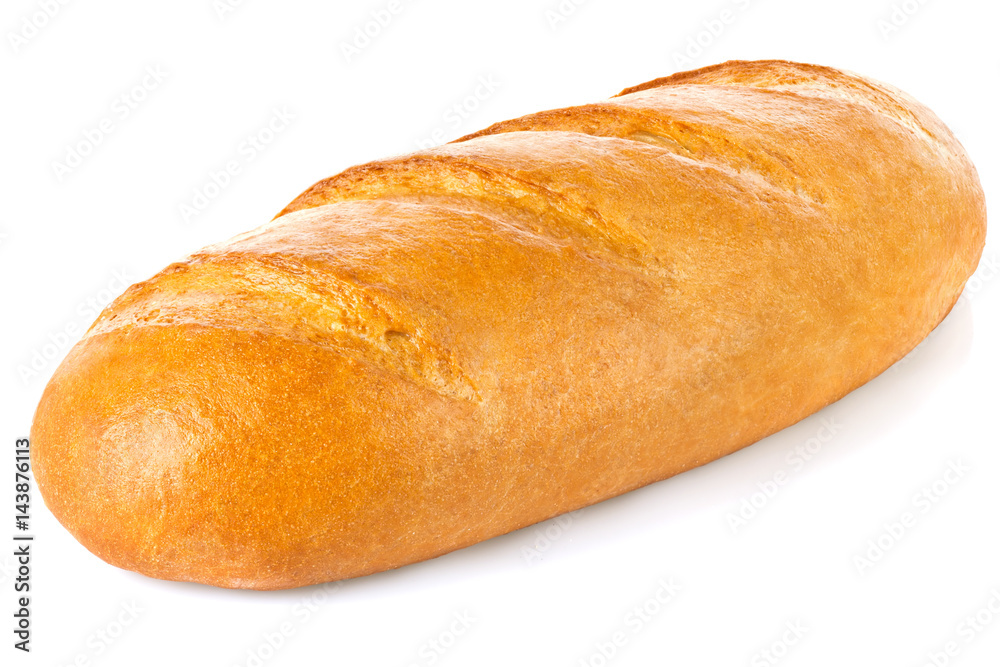 Classic fresh loaf, isolated on white background. Stock photo.