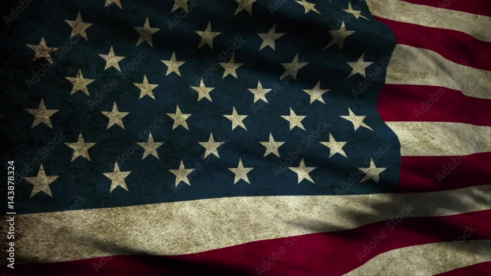 Old Glory 0106: An old, worn American flag waves in the breeze (Loop).