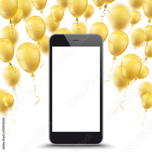 Smartphone Golden Balloons White Cover